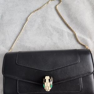 Bulgari Black Crossbody Bag with Gold Chain
